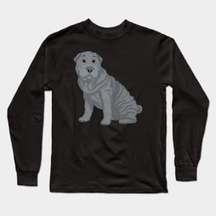 Blue Shar-Pei Dog Long Sleeve T-Shirt